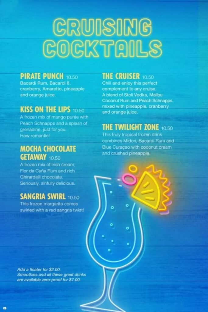 Carnival Drink Menu 2024